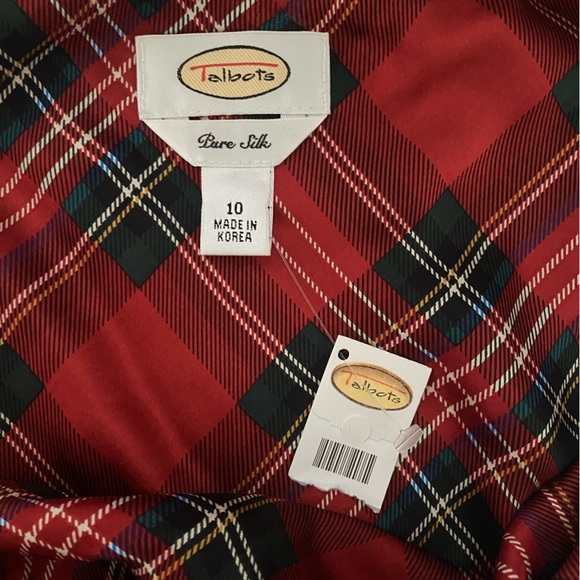 NWT Talbots Plaid Pure Silk Size 10 Tank Top - Picture 3 of 7
